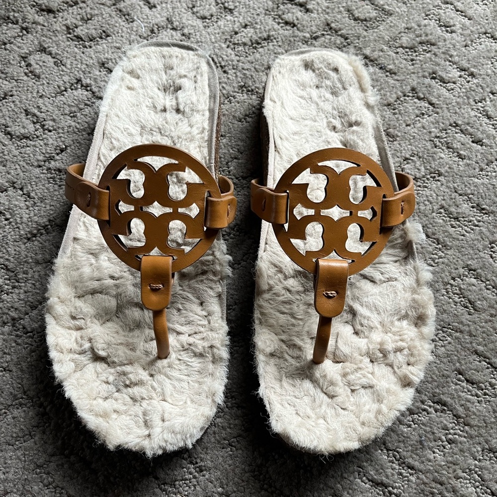 Tory Burch Miller Cloud Shearling Sandals